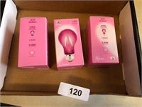 (3) LED Clear Pink Bulbs