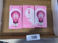 (3) LED Clear Pink Light Bulbs