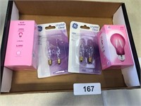 (2) LED Pink Lights & Clear Light Bulbs