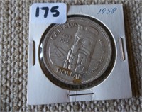 Canadian Silver 1958 One Dollar Coin