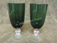 tiffin glass killarney green juice stem pair