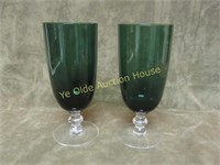 tiffin glass killarney green tea stem lot of 2