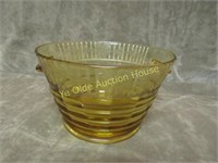 paden city amber glass ice tub floral cut