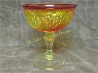amberina art glass ribbed design tall compote