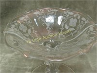 fostoria shirley etched clear compote dish