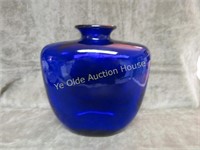 large blue blenko art glass vase no mark