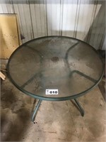 METAL AND GLASS PATIO TABLE
