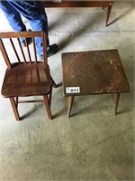 WOODEN TABLE AND CHAIR
