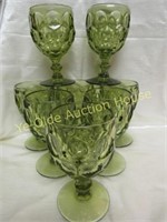70's Imperial Glass Provincial Green Water Goblets