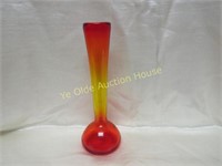 1970's Rainbow Glass Amberina Red Yellow Bud Vase