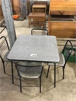 BLACK AND GRAY CARD TABLE WITH 4 CHAIRS