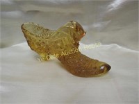 Fenton Art Glass Amber Cat on Shoe Novelty Item