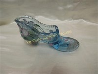 1980's Fenton Blue Glass Shoe Novelty Smaller