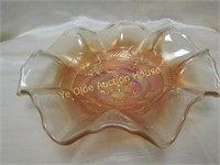 1910 Fenton Dogwood Ruffled Bowl Carnival Glass