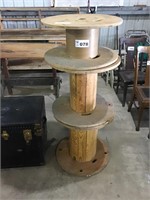 3 WOODEN SPOOLS