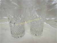 Pair Diamond Cut Glass Water Tumblers