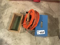 EXTENSION CORD & REEL, 2 WOOD PIECES