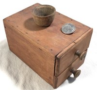 Small handmade wooden box 2 drawers.
