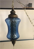Vintage blue glass hanging light