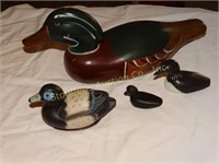 Duck decoys - wood , cast iron, canada loon