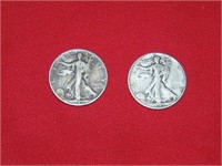 (2) 1945 WALKING LIBERTY HALVES