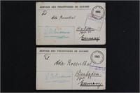 2 Prisoner of War Postcards, Censor stamps both