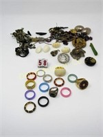 BAG WITH 14 ASSORTED COSTUME RINGS,