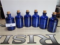 6pc Cobalt Glass Apothecary Bottles