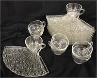 Pressed glass punch cup and snack plate set