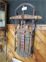 "Welcome Friends" Vintage Sled Decor 34"