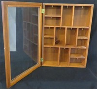Wood display - 14 compartments with hooks in each