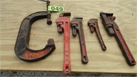 C Clamp, 4 Pipe Wrenchs