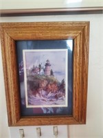 Red/ White Striped Lighthouse Framed Art