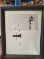 Black/ White Lighthouse Art, Signed