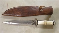 13" CUSTOM DAMASCUS FIXED BLADE KNIFE W/SHEATH