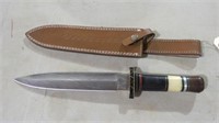 15" CUSTOM DAMASCUS FIXED BLADE KNIFE W/SHEATH