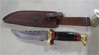 9.5" CUSTOM DAMASCUS FIXED BLADE KNIFE W/SHEATH