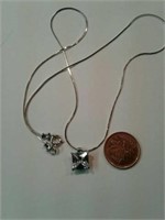 Fine sterling silver necklace with large cubic
