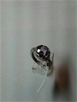 Stamped silver 925 ring with purple cubic. Size 6