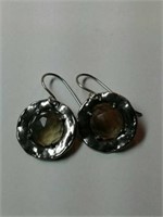 Silver earrings with smokey quartz.  Sugg ret