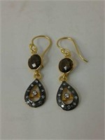 Silver 925 earrings gold dipped with cubics &