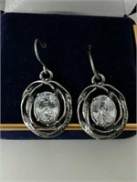 Silver earrings with large cubics.  Sugg ret $159