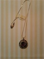 Silver 925 necklace with amethyst pendant sugg