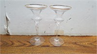2 Gold Trimmed 7inH Candle Holders