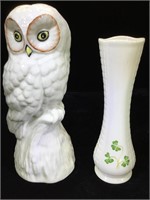 Donegal Irish Porcelain, Owl figure, Shamrock