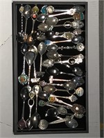 34 Collector spoons, pewter, silver-plated,