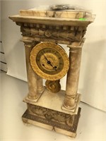 17 in. French  marble pillar clock, runs, key and