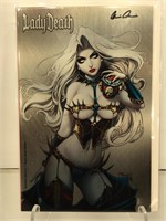 Lady Death rare metal cover comic signed by