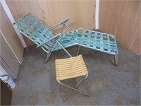 Vintage Lounger & Camp Stool Lounger Needs Redone