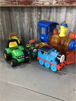 Plastic toys--JD tractor and wagon set,